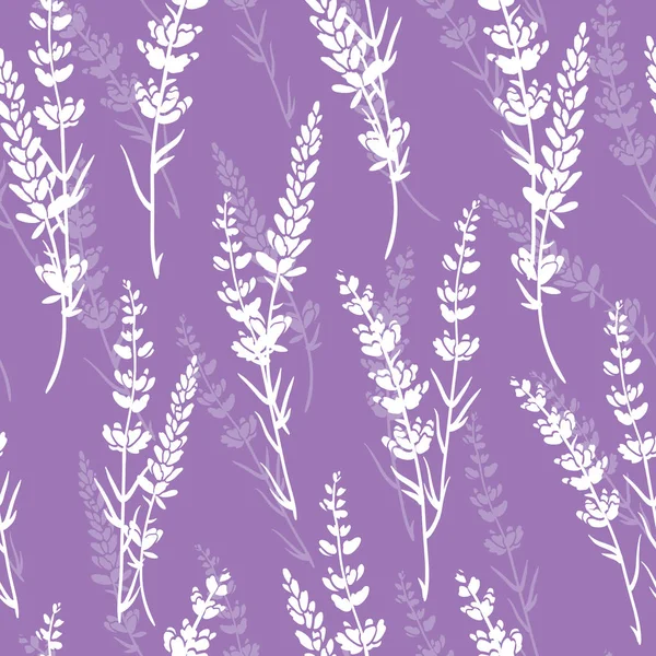 Lavender flowers purple vector seamless pattern. — Stock Vector