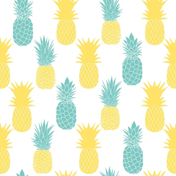 Ananas bleus et jaunes motif répété sans couture — Image vectorielle