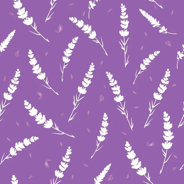 Purple lavender vector seamless repeat pattern. — Stock Vector