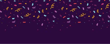 Eğlenceli konfeti mor yatay sorunsuz kenarlık.
