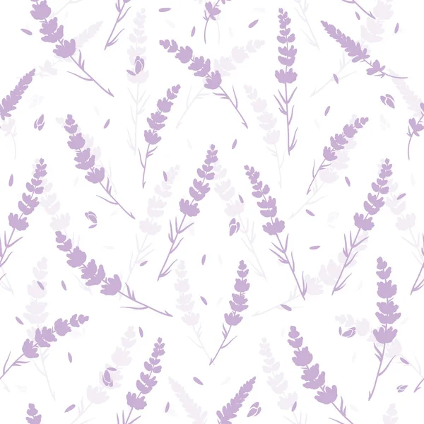 Lavendel Blüten hellviolett wiederholen Muster. — Stockvektor
