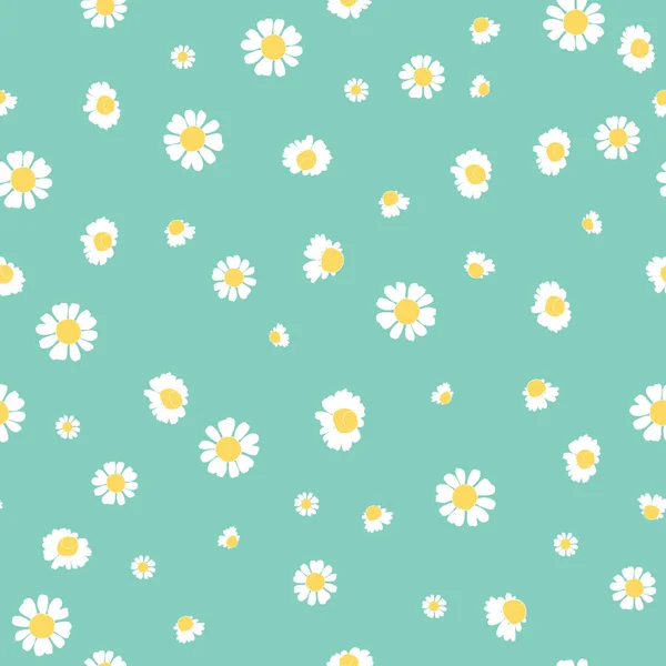 Marguerites vertes ditsy vecteur conception de motif sans couture — Image vectorielle