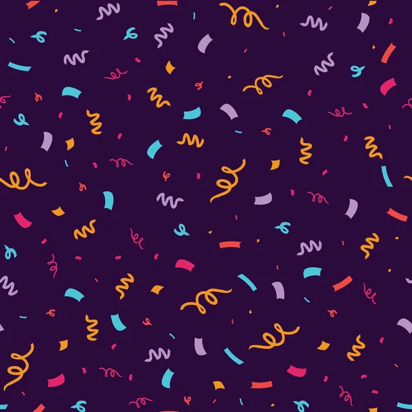 Fun confetti purple seamless repeat pattern. — Stock Vector