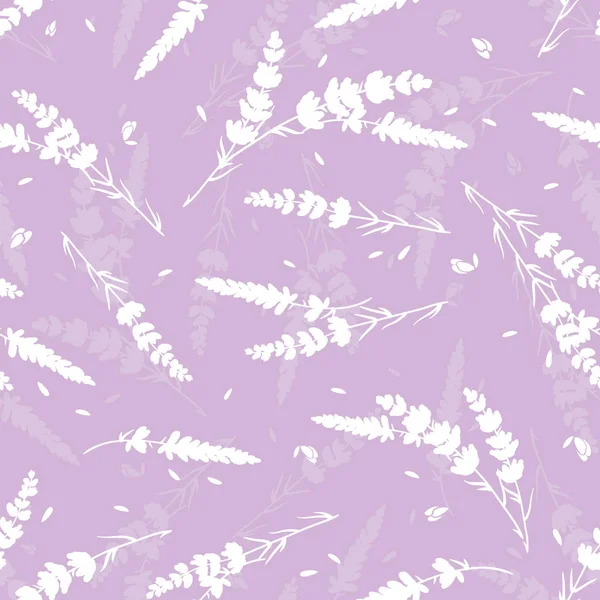 Lavender flowers light purple seamless pattern. — Stock Vector