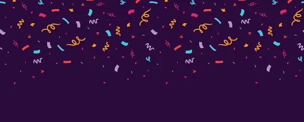 Kleurrijke confetti horizontale naadloze rand. — Stockvector