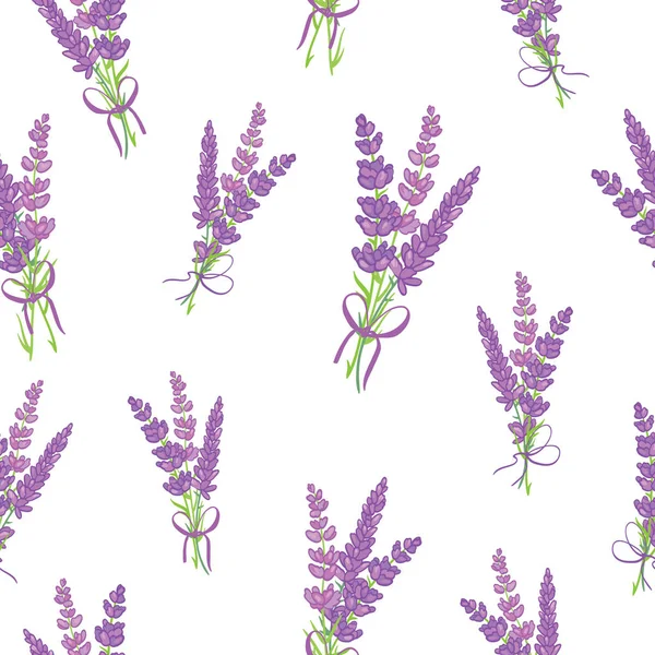 Bouquets de lavanda padrão sem emenda vetor roxo . —  Vetores de Stock