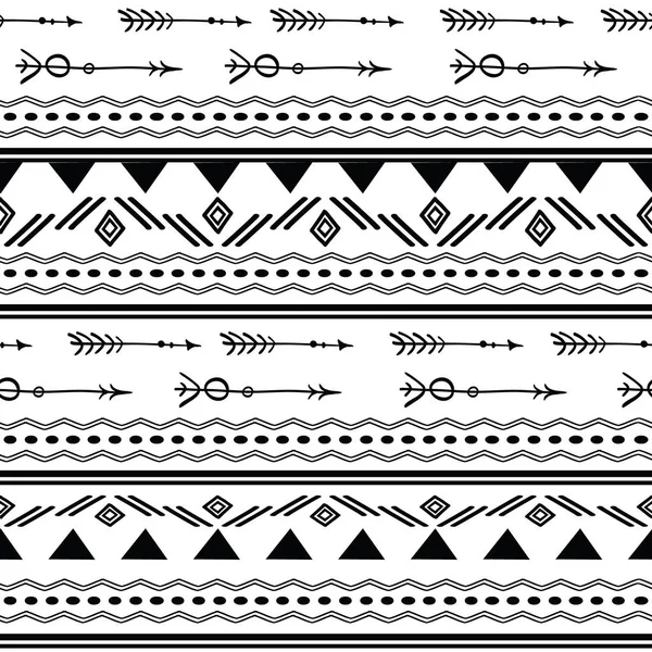 Pfeile tribal schwarz-weiß nahtlose Muster — Stockvektor