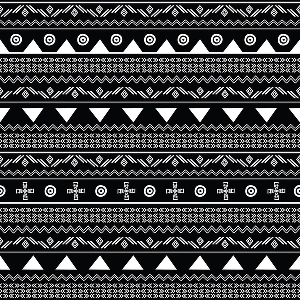 Tribal zwart-wit naadloze terugkeerpatroon — Stockvector