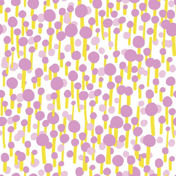 Abstract pink yellow dot forest seamless pattern — Stock Vector