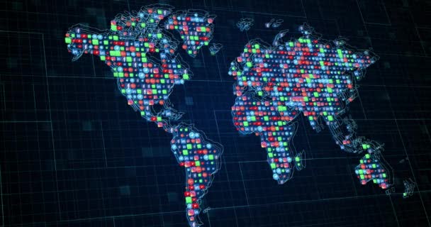 Redes Sociales Mapa Del Mundo Antecedentes Gráficos Movimiento Fondo — Vídeo de stock