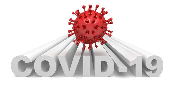 Covid 19という言葉の3Dレンダリング コロナウイルスの概念 ストック画像