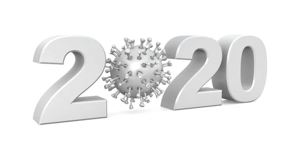 Render Del Año 2020 Modelo Virus Concepto Para Año Del — Foto de Stock