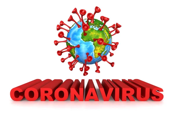 Render Fertőzött Világ Földgömb Szó Coronavirus — Stock Fotó