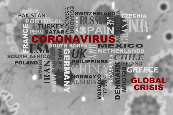 Slovní Mrak Různých Národů Slovo Coronavirus — Stock fotografie