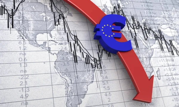 Rendering Della Valuta Calo Euro — Foto Stock