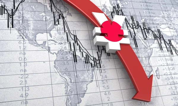 Düşen para birimi Yen 'in 3D görüntüsü