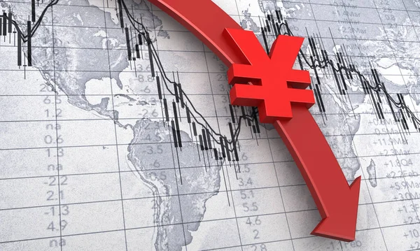 Representación Moneda Que Cae Yen — Foto de Stock