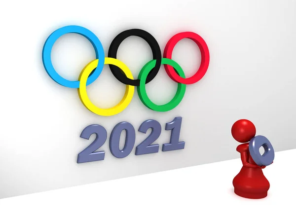 Render Humaoid Changing Date Tokyo Olympic Games — Stock Photo, Image