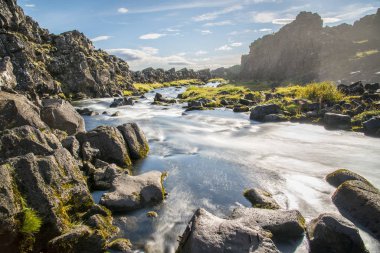 Invellir Ulusal Parkı, Reykjanes Yarımadası, İzlanda 'da xarrfoss Şelalesi