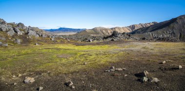 Landmannalaugar 'da yürüyüş sahneleri
