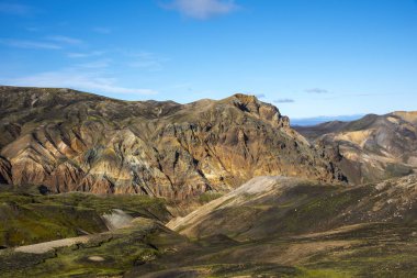 Landmannalaugar 'da yürüyüş sahneleri