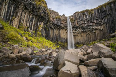 Vatnajkul, İzlanda 'da Svartifoss şelalesi