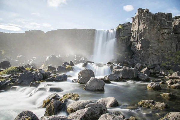 Wodospad Xarrfoss Parku Narodowym Ingvellir Półwysep Reykjanes Islandia — Zdjęcie stockowe