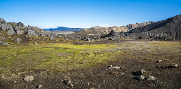 Sceny Turystyki Pieszej Landmannalaugar — Zdjęcie stockowe