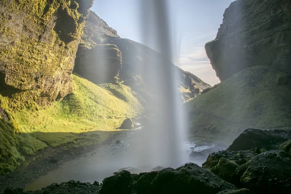 Színes Kilátás Nyílik Kvernufoss Vízesésre Fenséges Jelenet Dél Izlandon Európában — Stock Fotó