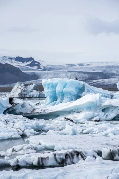 Buzdağları Jokulsarlon lagün, altında Breidamerkurjokull buzul, Sudhurland, İzlanda