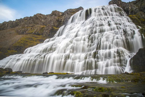 Mächtiger Dynjandi Wasserfall Den Westfjorden Islands — Stockfoto