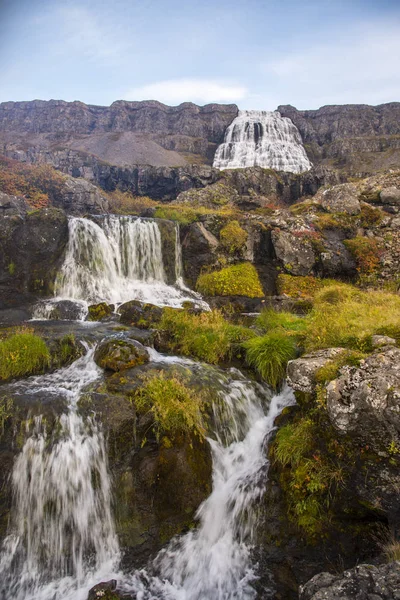 Hatalmas Dynjandi Vízesés Izland Westfjordjaiban — Stock Fotó