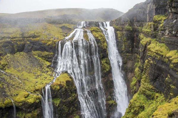 Túrázás Izland Második Legmagasabb Vízesés Glumur — Stock Fotó