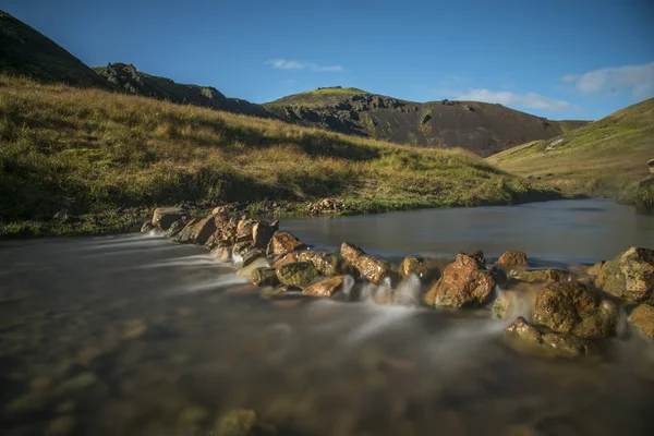 Tiro Rio Quente Reykjadalur Vallery Islândia — Fotografia de Stock