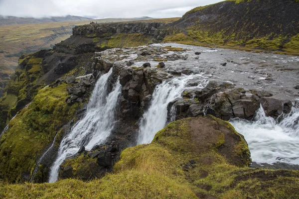 Hiking Icelands Second Highest Waterfall Glumur — Stock Photo, Image