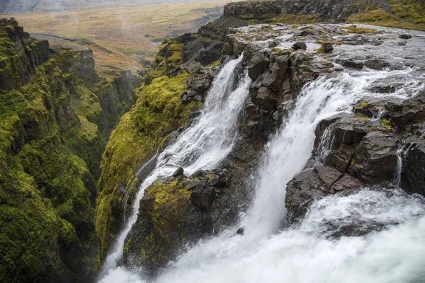 Wanderung Zum Zweithöchsten Wasserfall Islands Glumur — Stockfoto