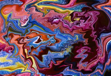 Sudaki kestane mavisi boya çok güzel soyut bir arkaplan oluşturuyor.