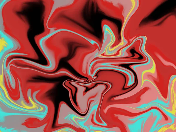 コンピュータ上に赤と黒の色が描かれ 背景は抽象的です — ストック写真