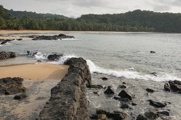 Praia Coco Día Nublado Principe Island Santo Tomé Príncipe África — Foto de Stock