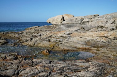 Galiçya 'nın güzel manzarası, O Grove' a yakın kıyı şeridi, İspanya, Avrupa