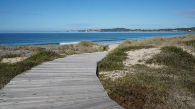 Güzel bir plaj Playa de A Lanzada O Grove, İspanya Galiçya sahil yakın 
