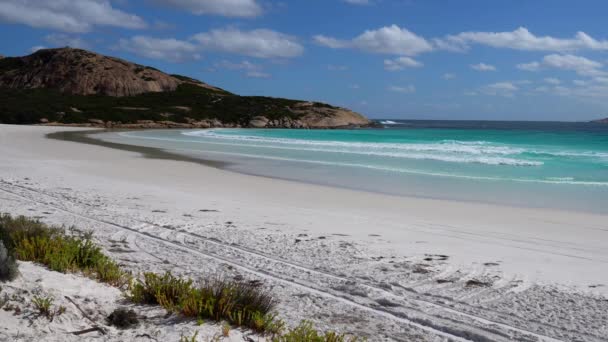 Beyaz Wharton Beach Bir Yaz Gününde Cape Grand National Park — Stok video