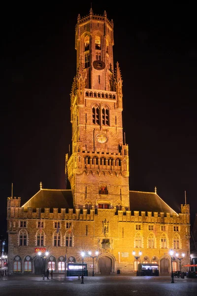Брюггс Бельгия Октября 2019 Года Вечернее Настроение Светящимися Зданиями Историческом — стоковое фото