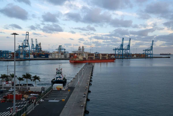 Las Palmas Spain January 2020 Port Las Palmas Evening Light — 图库照片