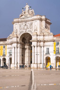 PORTUGAL: Portekiz 'de 31 Ocak 2020 tarihinde Lizbon' un simgesi olan merkez meydanı Praca do Comercio 'daki zafer kemerinin yakın görüntüsü