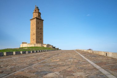 Tarihi Roma deniz feneri Torre de Herkül, A Coruna, Galiçya, İspanya 'nın simgesi