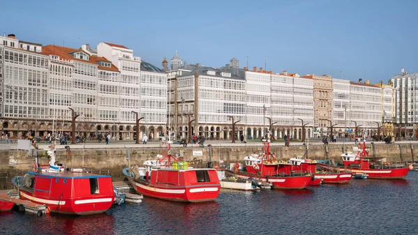 Coruna Spain February Bruary 2020 Panoramic Image Harbour Waterfront Downtown — 图库照片