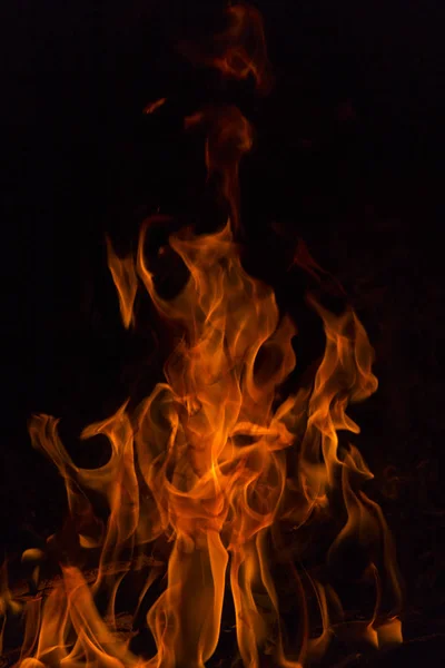 Flammes de feu.Illustration de la flamme de feu brûlante réaliste sur fond noir . — Photo