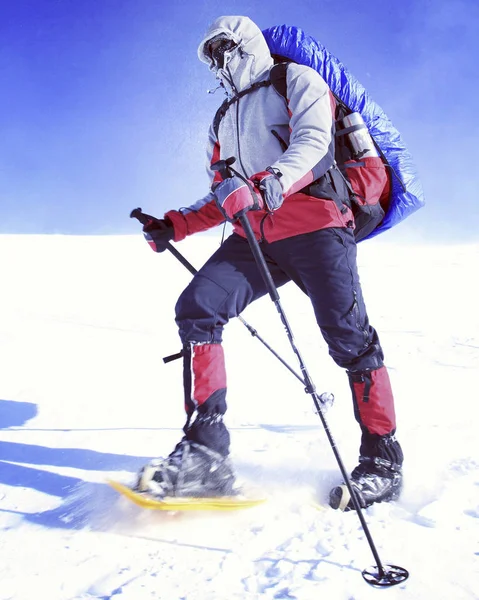 Winterwandelen in de bergen. — Stockfoto