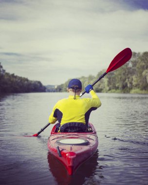 Kayak.A çift Hilal Lake olimpik Park, ABD üzerinde Kayak
